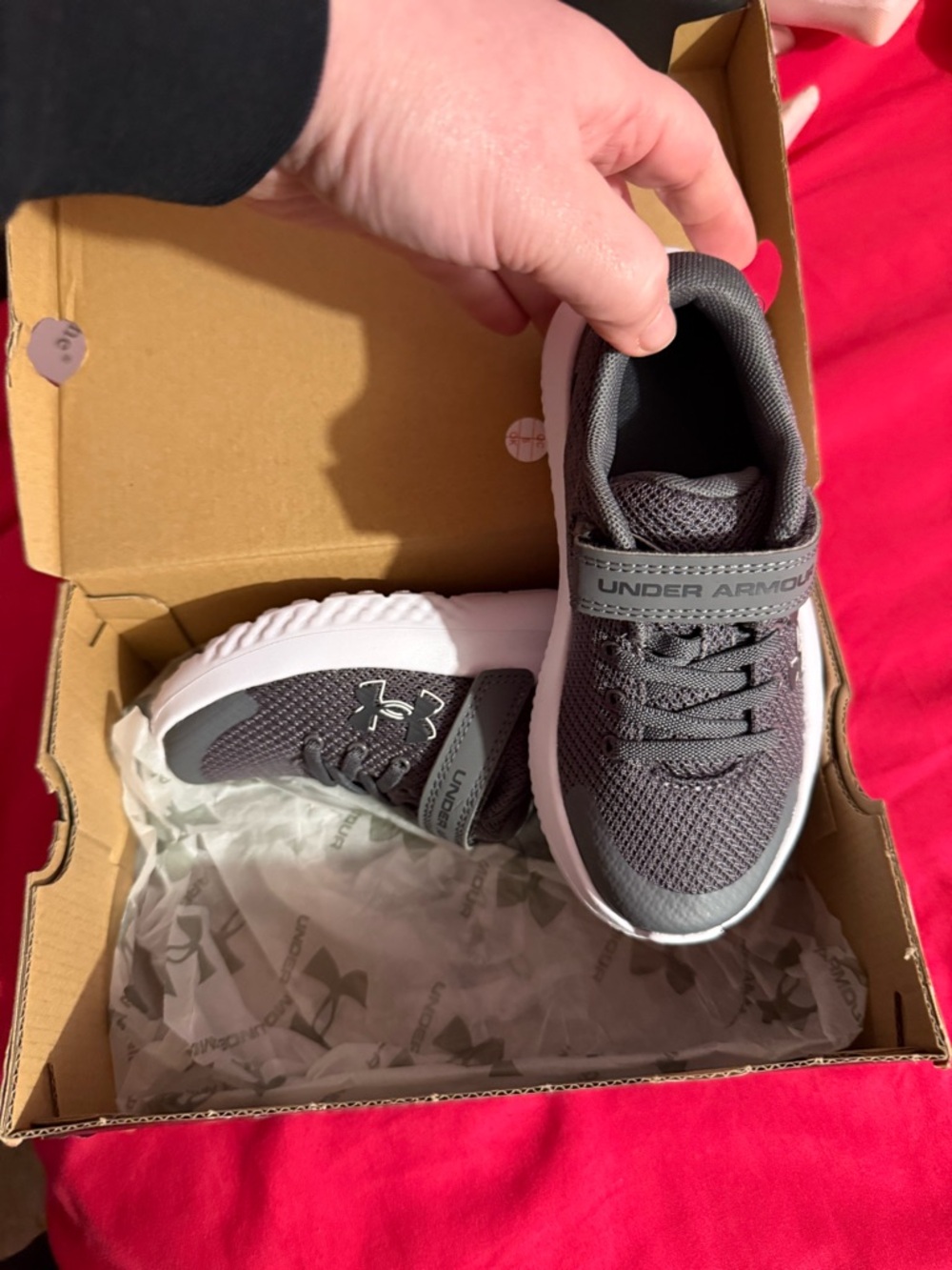 Under Armour Kids Gray Mesh Sneakers with White Midsole